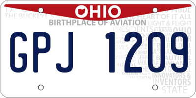 OH license plate GPJ1209