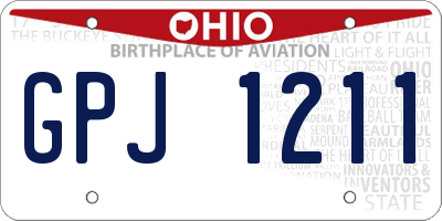 OH license plate GPJ1211