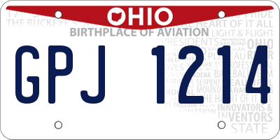 OH license plate GPJ1214