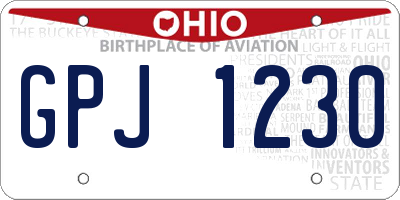 OH license plate GPJ1230