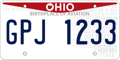 OH license plate GPJ1233