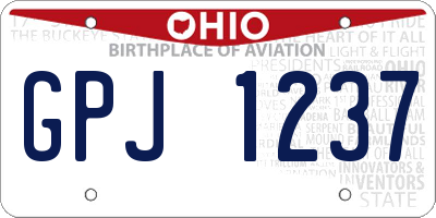 OH license plate GPJ1237