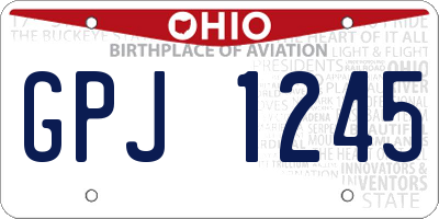 OH license plate GPJ1245