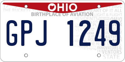 OH license plate GPJ1249