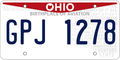 OH license plate GPJ1278