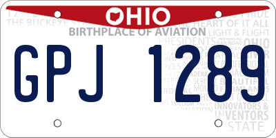 OH license plate GPJ1289