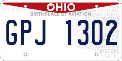 OH license plate GPJ1302