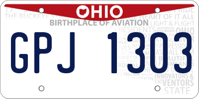 OH license plate GPJ1303