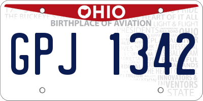 OH license plate GPJ1342
