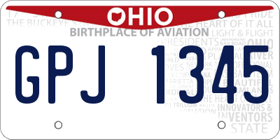 OH license plate GPJ1345