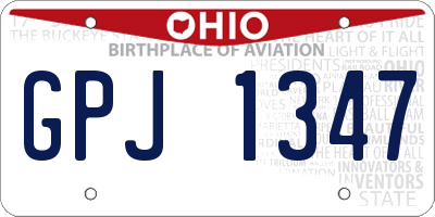 OH license plate GPJ1347