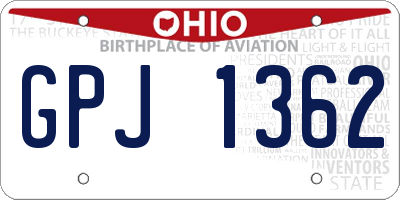 OH license plate GPJ1362