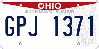 OH license plate GPJ1371