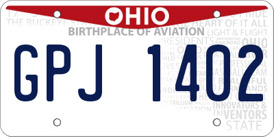 OH license plate GPJ1402