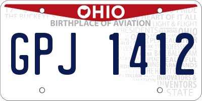 OH license plate GPJ1412