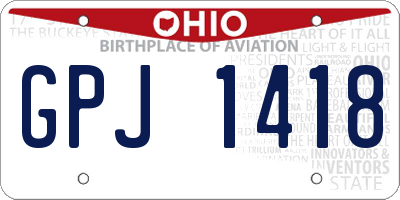 OH license plate GPJ1418