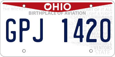 OH license plate GPJ1420