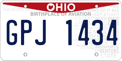 OH license plate GPJ1434