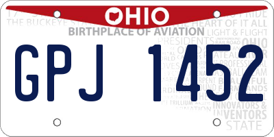 OH license plate GPJ1452
