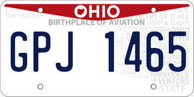 OH license plate GPJ1465