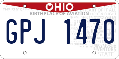 OH license plate GPJ1470