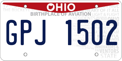 OH license plate GPJ1502