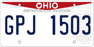 OH license plate GPJ1503