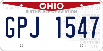 OH license plate GPJ1547