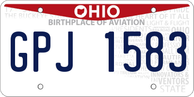 OH license plate GPJ1583