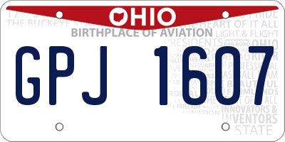 OH license plate GPJ1607