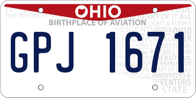 OH license plate GPJ1671