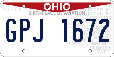 OH license plate GPJ1672