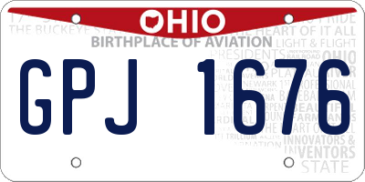 OH license plate GPJ1676