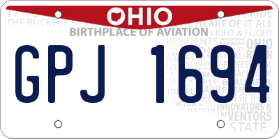 OH license plate GPJ1694