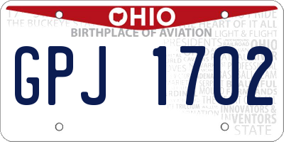 OH license plate GPJ1702