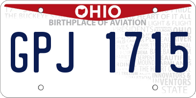OH license plate GPJ1715