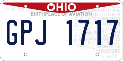 OH license plate GPJ1717