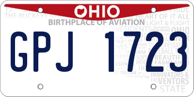 OH license plate GPJ1723