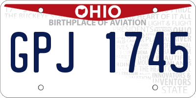 OH license plate GPJ1745