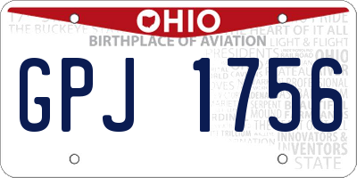 OH license plate GPJ1756