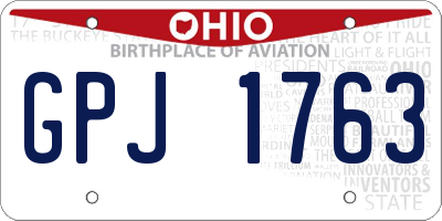 OH license plate GPJ1763