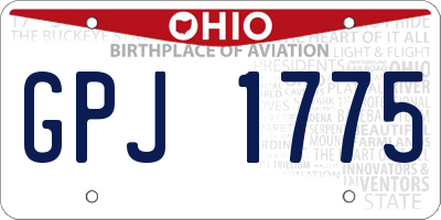 OH license plate GPJ1775
