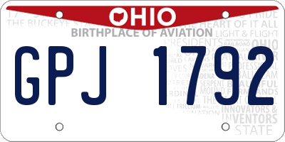 OH license plate GPJ1792