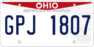 OH license plate GPJ1807