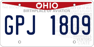 OH license plate GPJ1809