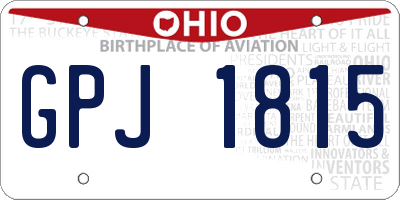 OH license plate GPJ1815