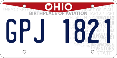 OH license plate GPJ1821