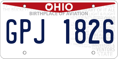 OH license plate GPJ1826