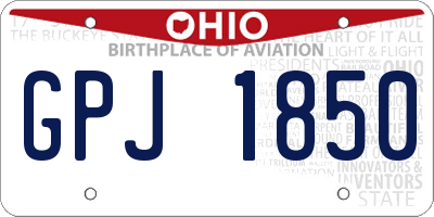OH license plate GPJ1850