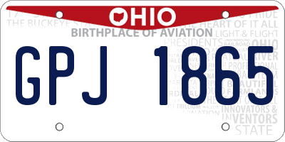 OH license plate GPJ1865